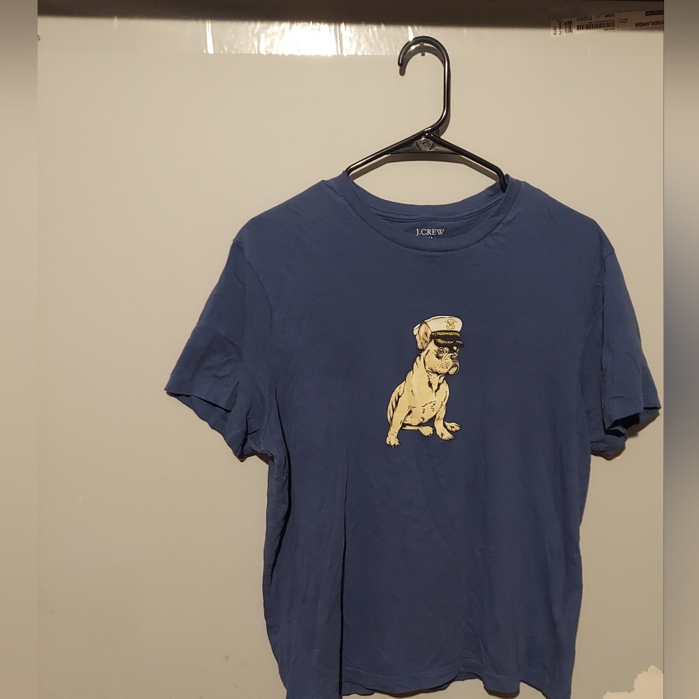 J. Crew Crewneck Graphic Tee Tshirt Size Medium Blue Dog Sailor Casual Cotton